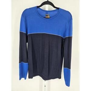 Icebreaker Merino 200 weight long-sleeve base layer top Mens Sz L Blue Black